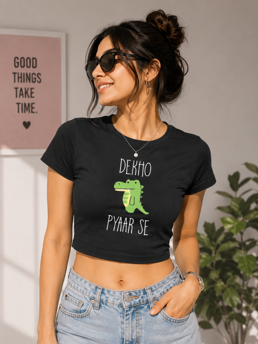 Dekho Magar Pyaar Se Crop Tee- For Her