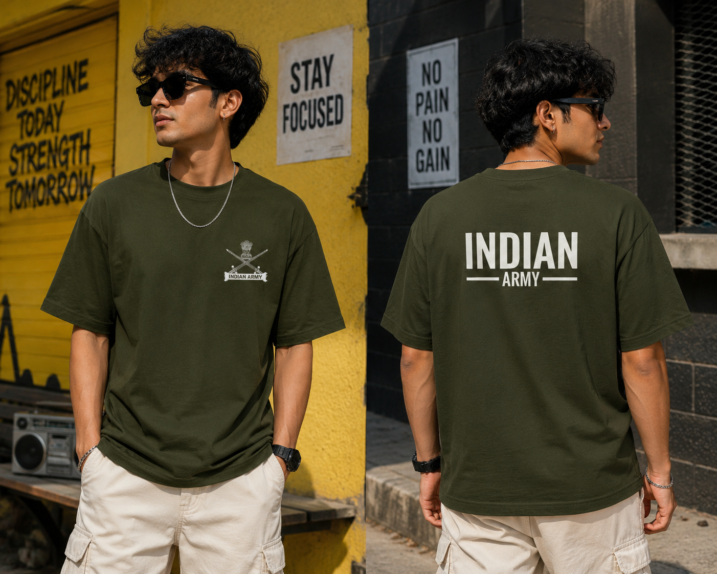 Indian Army F&B Oversized Tee- For Him